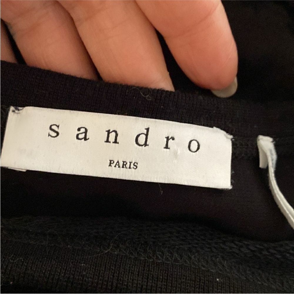 Sandro Elegant Black Women's Top with crystal Tie, L - Picture 9 of 11